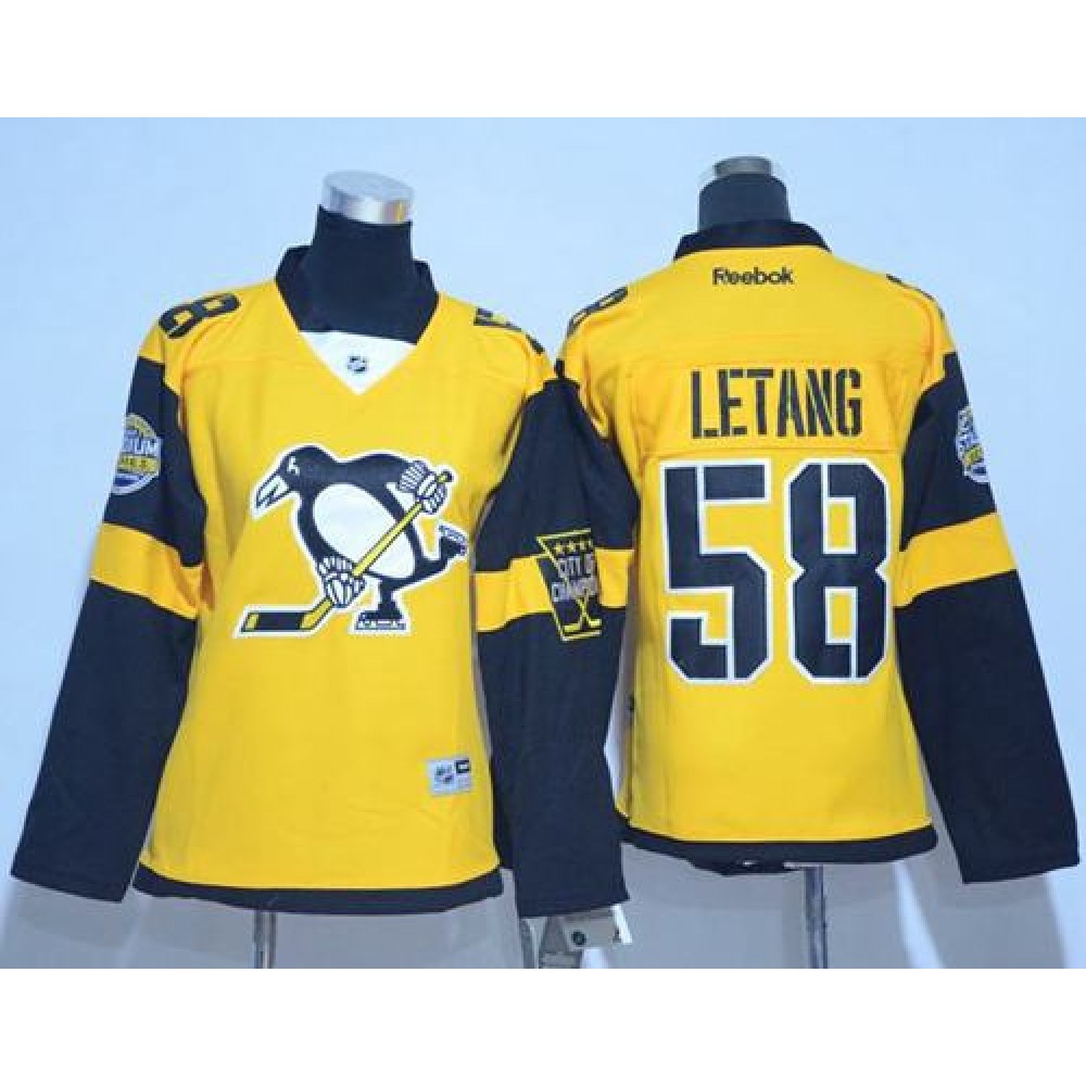Penguins #58 Kris Letang Gold 2017 Stadium Series Women's Stitched NHL Jersey 1