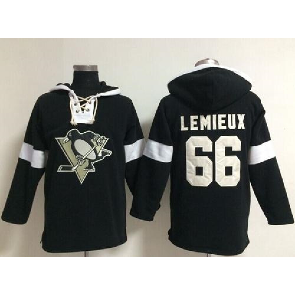 Penguins #66 Mario Lemieux Black NHL Pullover Hoodie 1
