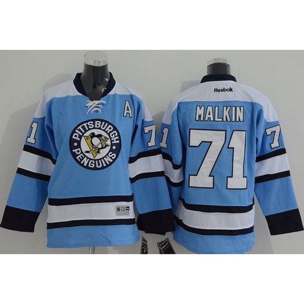 Penguins #71 Evgeni Malkin Blue Stitched Youth NHL Jersey 1
