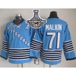 Penguins #71 Evgeni Malkin Light Blue CCM Throwback 2016 Stanley Cup Champions Stitched NHL Jersey