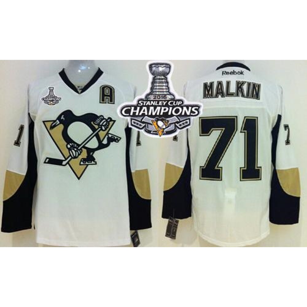 Penguins #71 Evgeni Malkin White 2016 Stanley Cup Champions Stitched Youth NHL Jersey 1