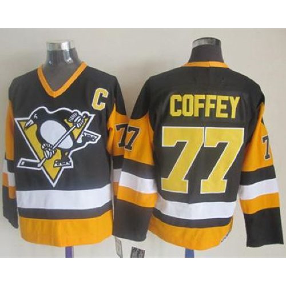 Penguins #77 Paul Coffey Black CCM Throwback Stitched NHL Jersey 1