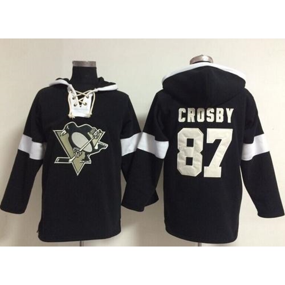 Penguins #87 Sidney Crosby Black NHL Pullover Hoodie 1
