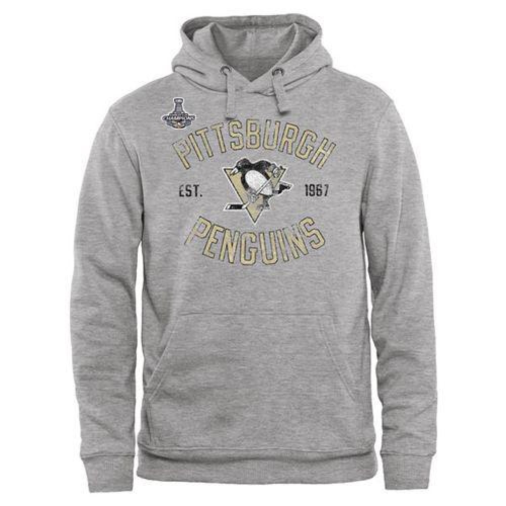 Pittsburgh Penguins Heritage 2016 Stanley Cup Champions Pullover Hoodie Ash 1