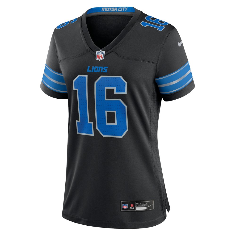 Women's Detroit Lions #16 Jared Goff Black 2nd Alternate Game Jersey 2