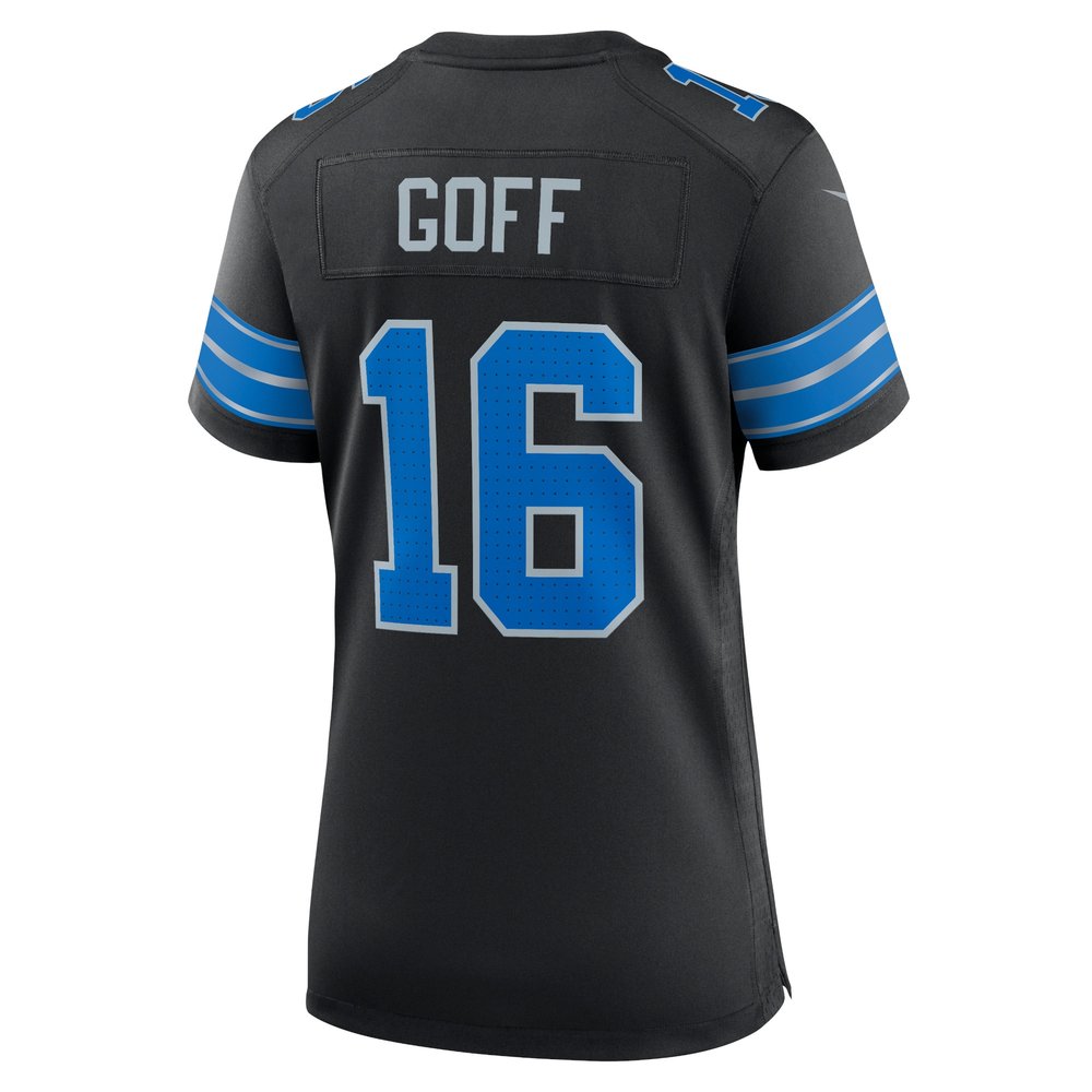 Women's Detroit Lions #16 Jared Goff Black 2nd Alternate Game Jersey 3