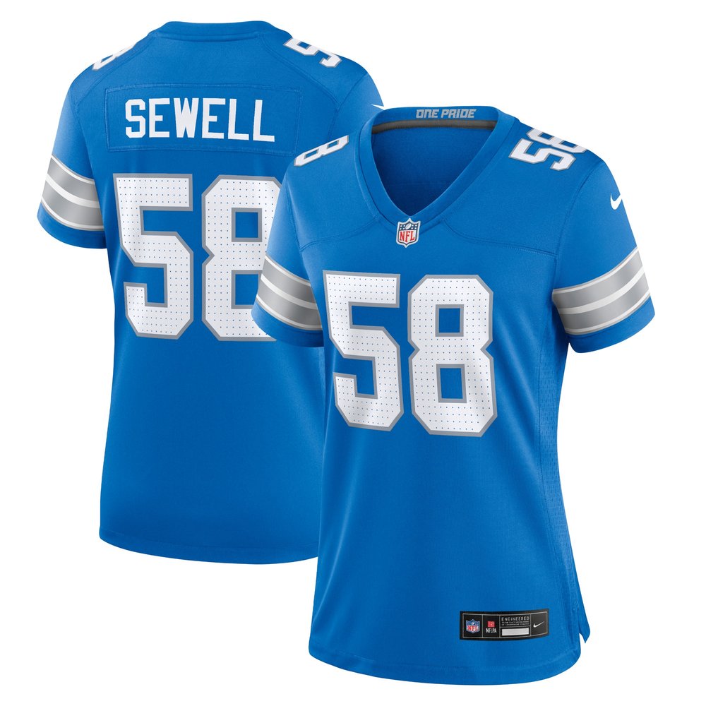 Women's Detroit Lions #58 Penei Sewell Blue Game Jersey 1