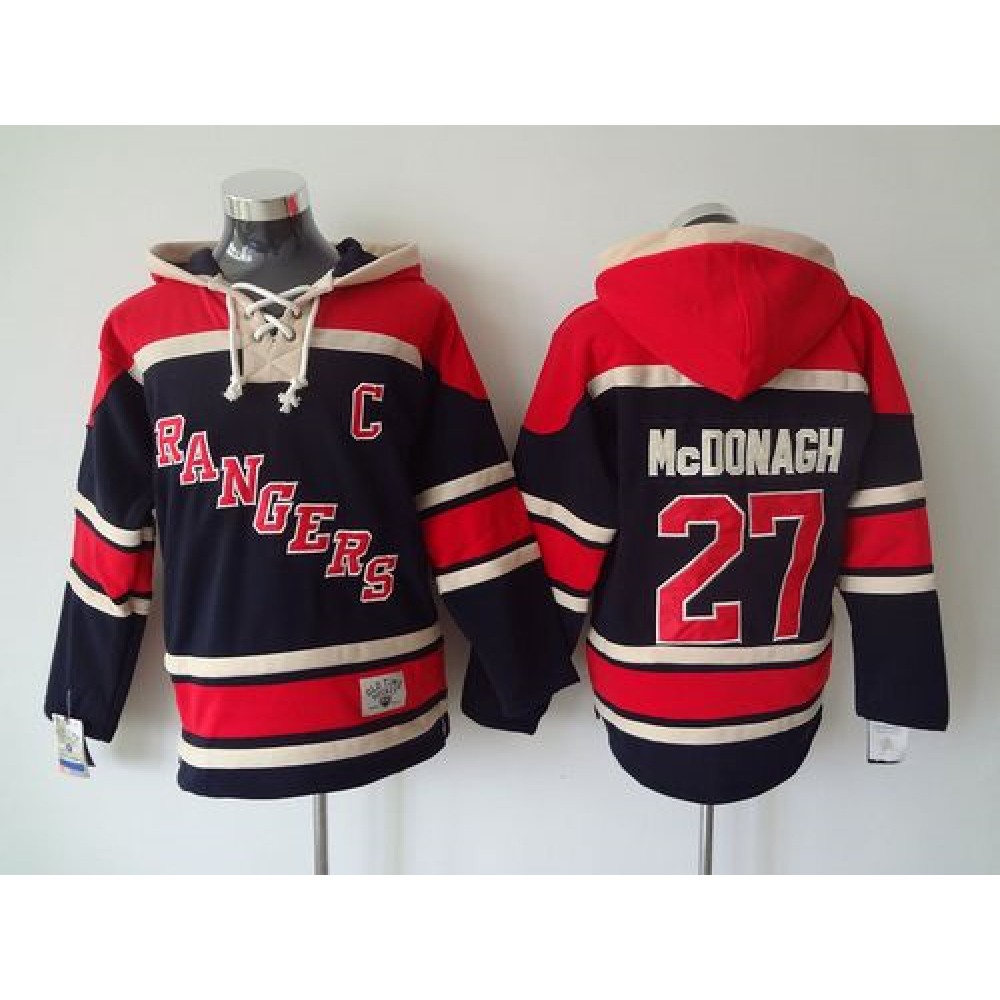 Rangers #27 Ryan McDonagh Blue Sawyer Hooded Sweatshirt Stitched NHL Jersey 1