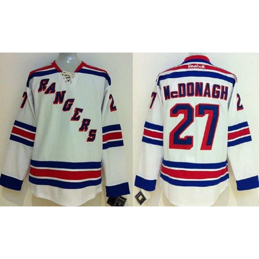Rangers #27 Ryan McDonagh White Stitched Youth NHL Jersey 1