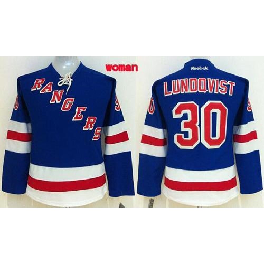 Rangers #30 Henrik Lundqvist Blue Women's Home Stitched NHL Jersey 1