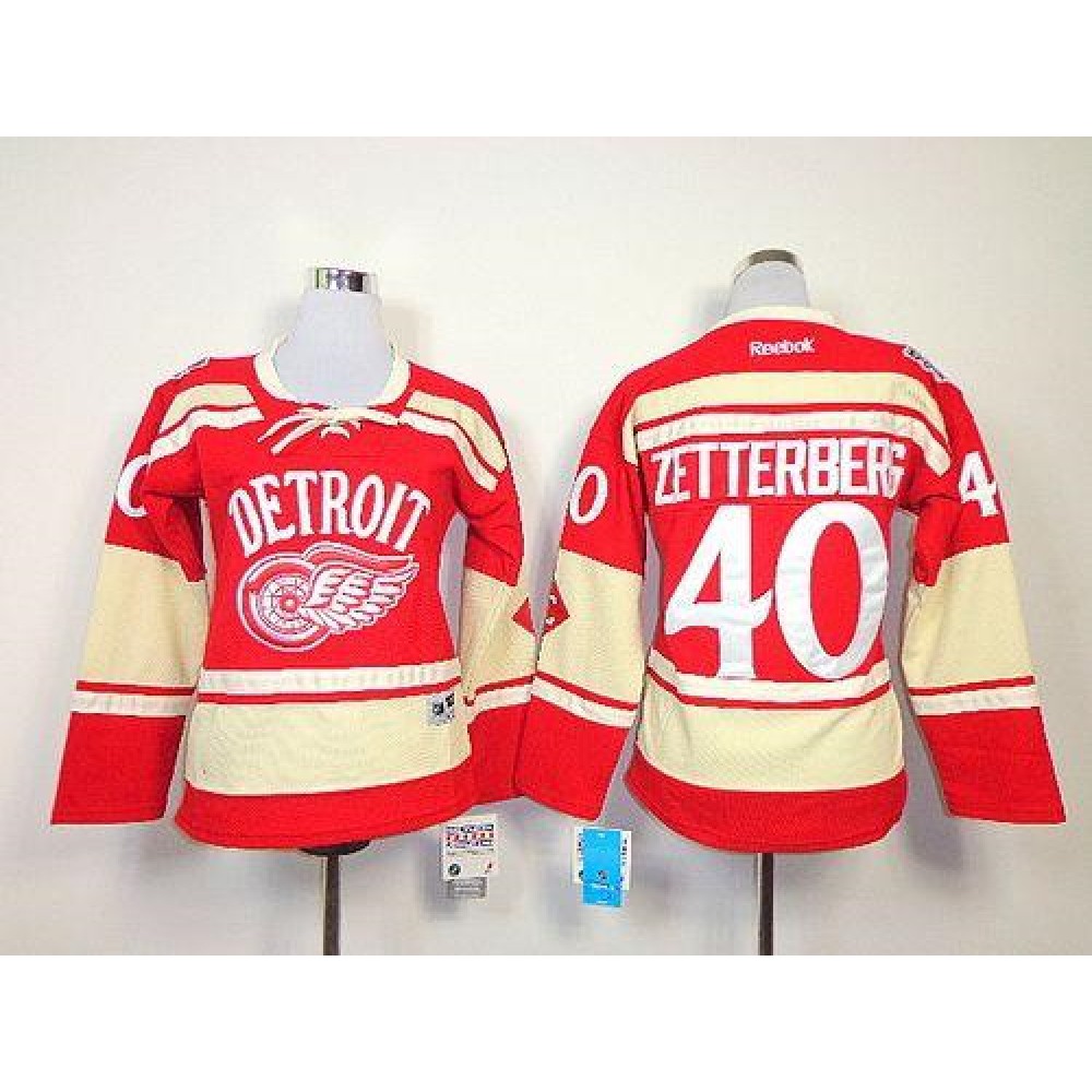Red Wings #40 Henrik Zetterberg Red 2014 Winter Classic Women's Stitched NHL Jersey 1