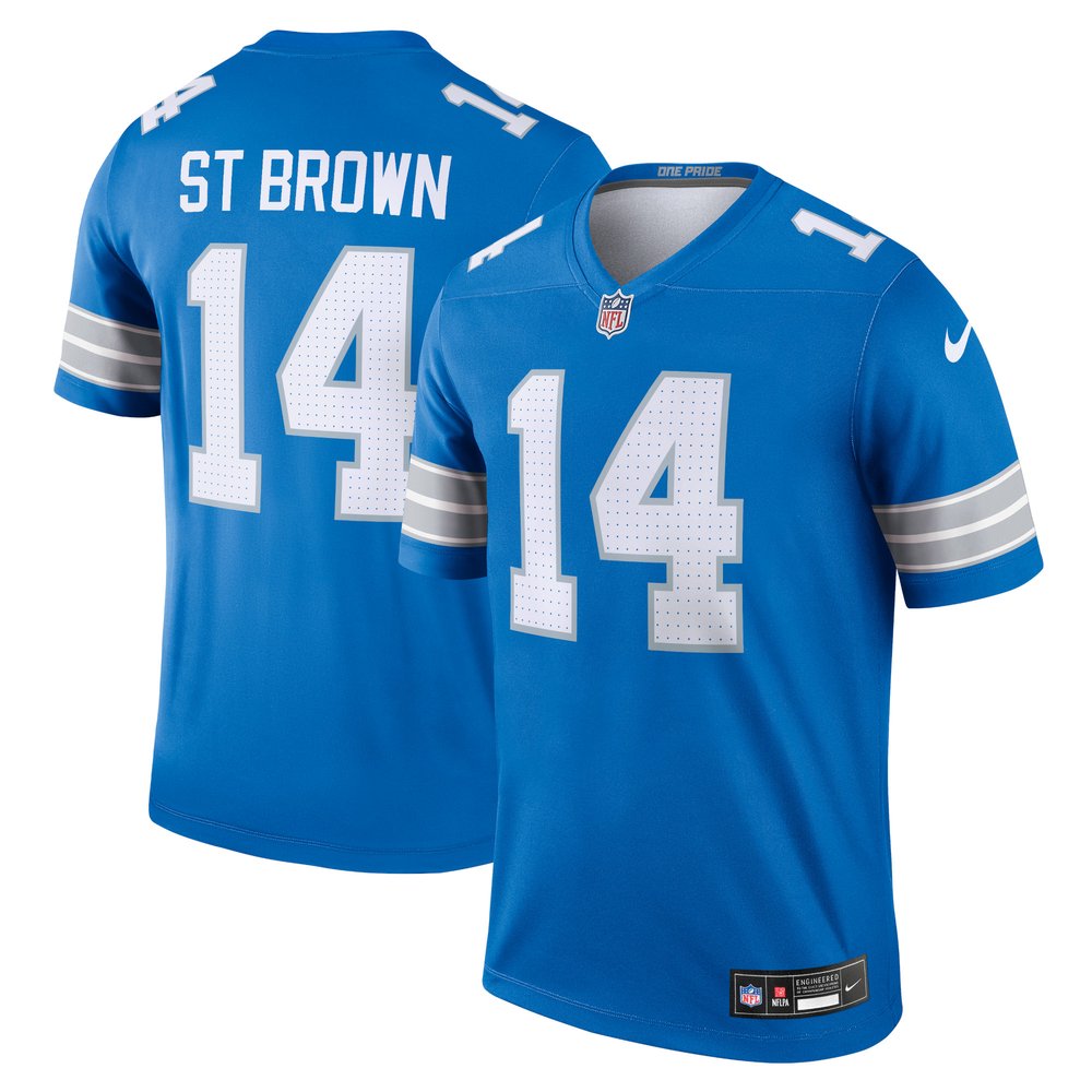 Men's Detroit Lions #14 Amon-Ra St. Brown Blue Legend Jersey 1
