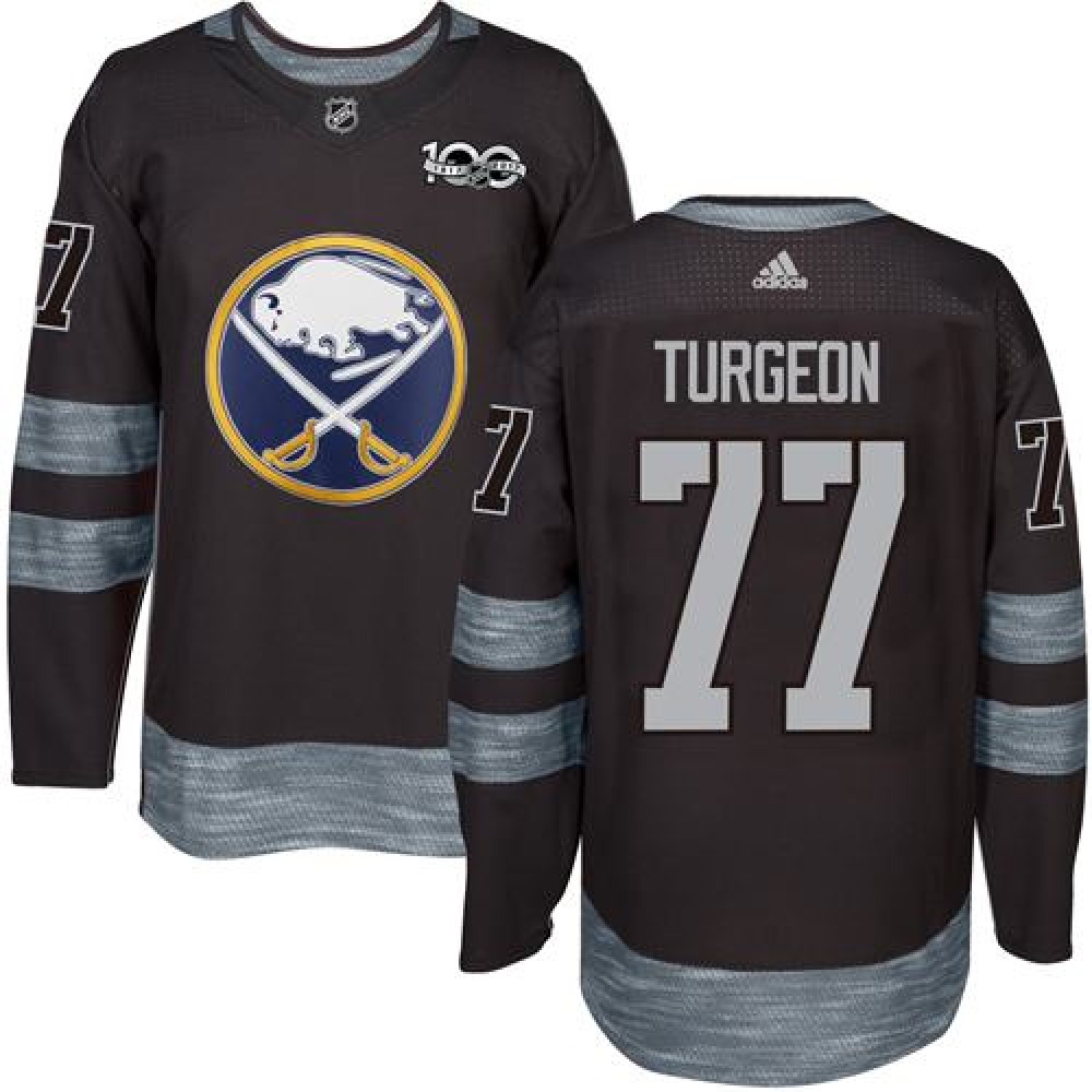 Sabres #77 Pierre Turgeon Black 1917-2017 100th Anniversary Stitched NHL Jersey 1