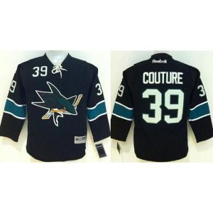 Sharks #39 Logan Couture Black Stitched Youth NHL Jersey