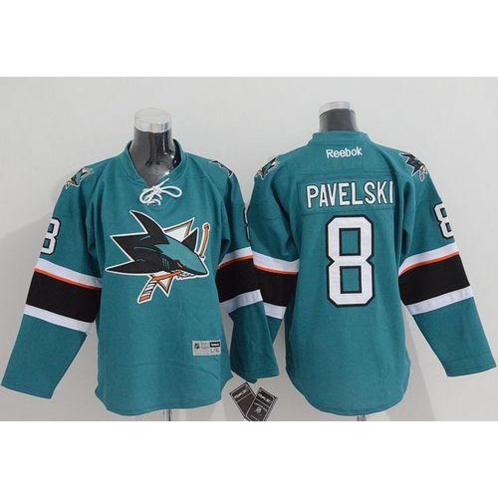 Sharks #8 Joe Pavelski Green Stitched Youth NHL Jersey 1