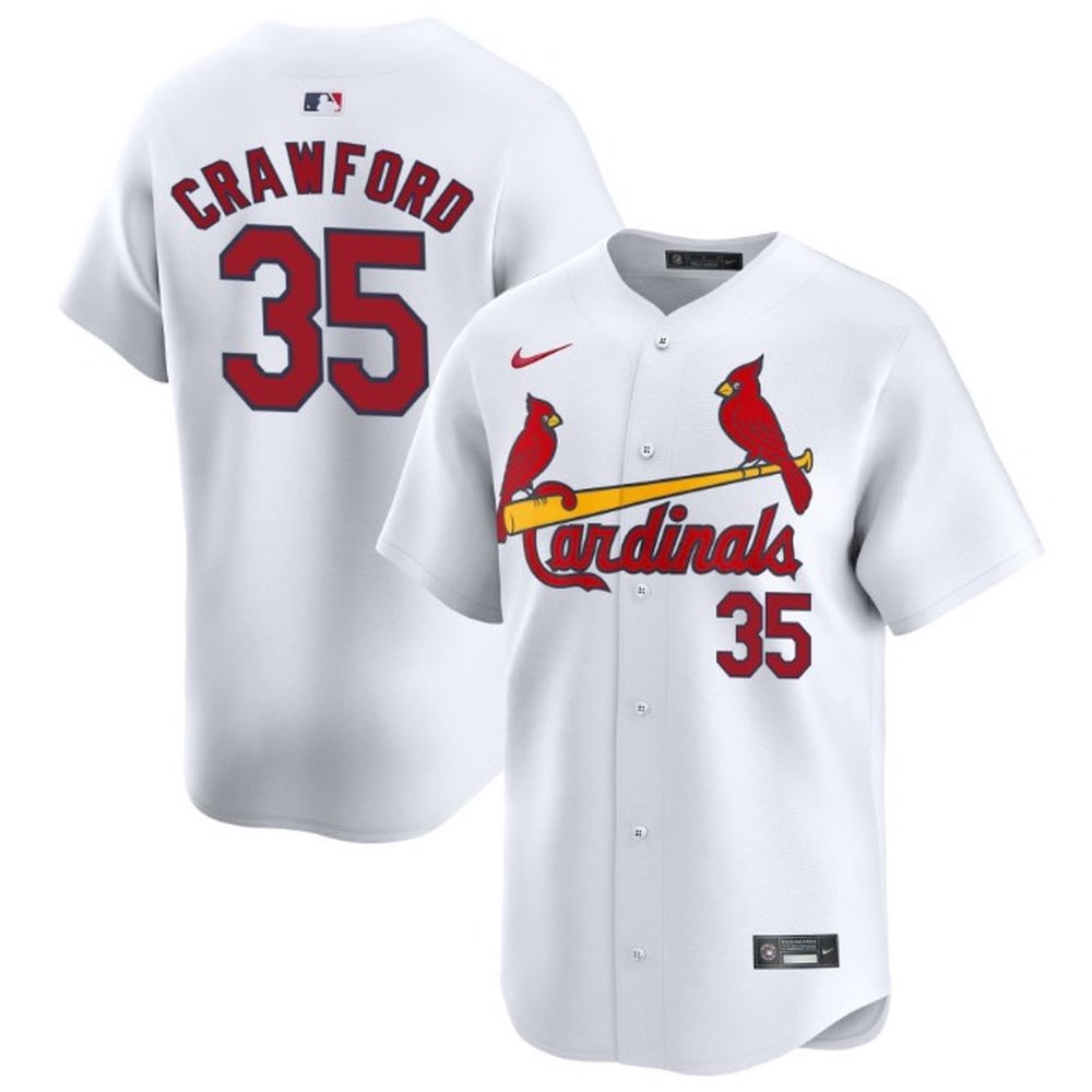 St. Louis Cardinals Home Limited #35 Crawford white Jersey 1