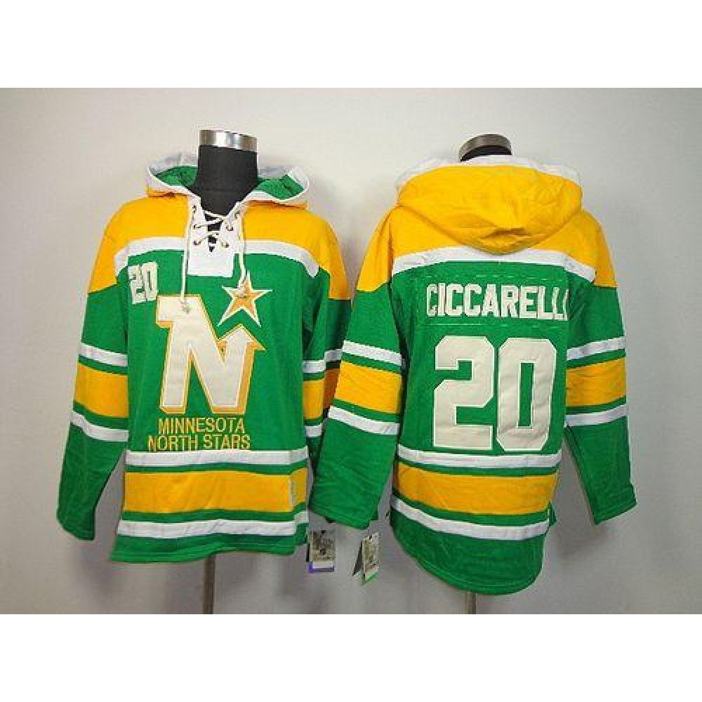 Stars #20 Dino Ciccarelli Green Sawyer Hooded Sweatshirt Stitched NHL Jersey 1