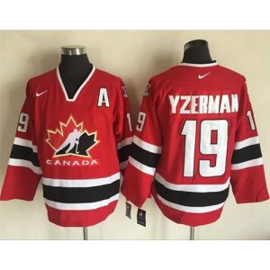 Team CA. #19 Steve Yzerman Red/Black 2002 Olympic Throwback Stitched NHL Jersey