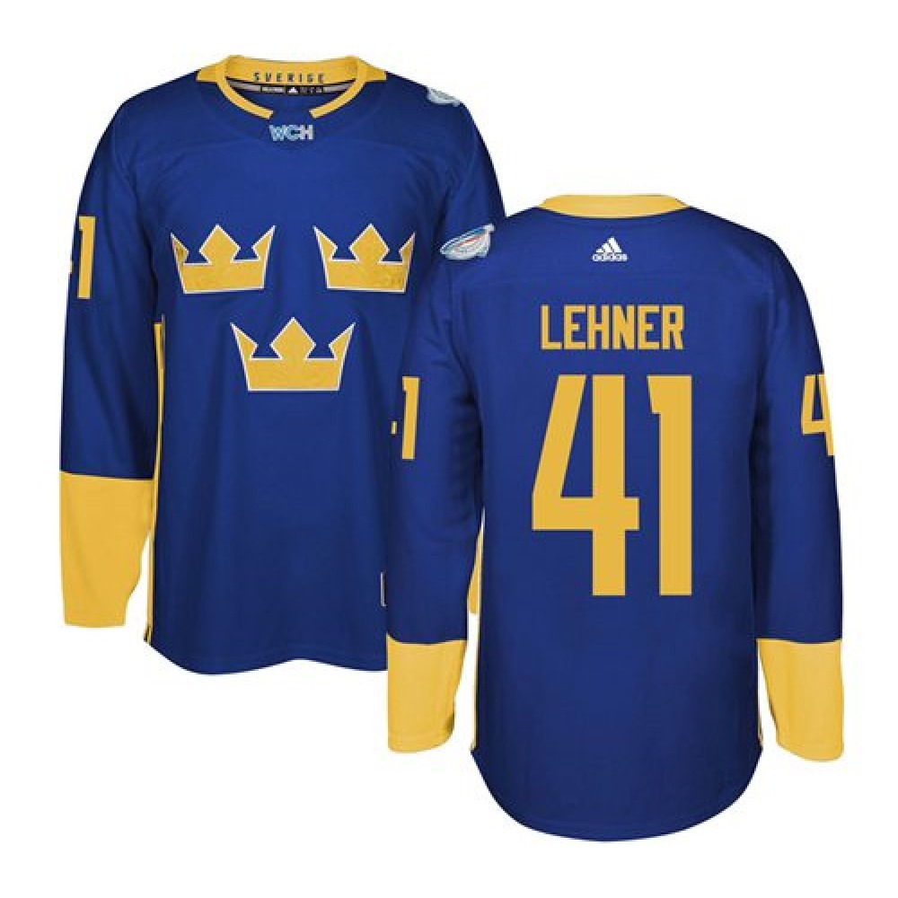 Team Sweden #41 Robin Lehner Blue 2016 World Cup Stitched NHL Jersey 1