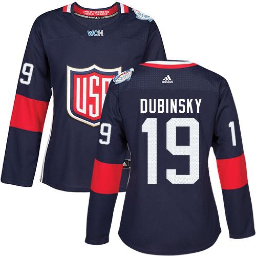 Team USA #19 Brandon Dubinsky Navy Blue 2016 World Cup Women's Stitched NHL Jersey 1