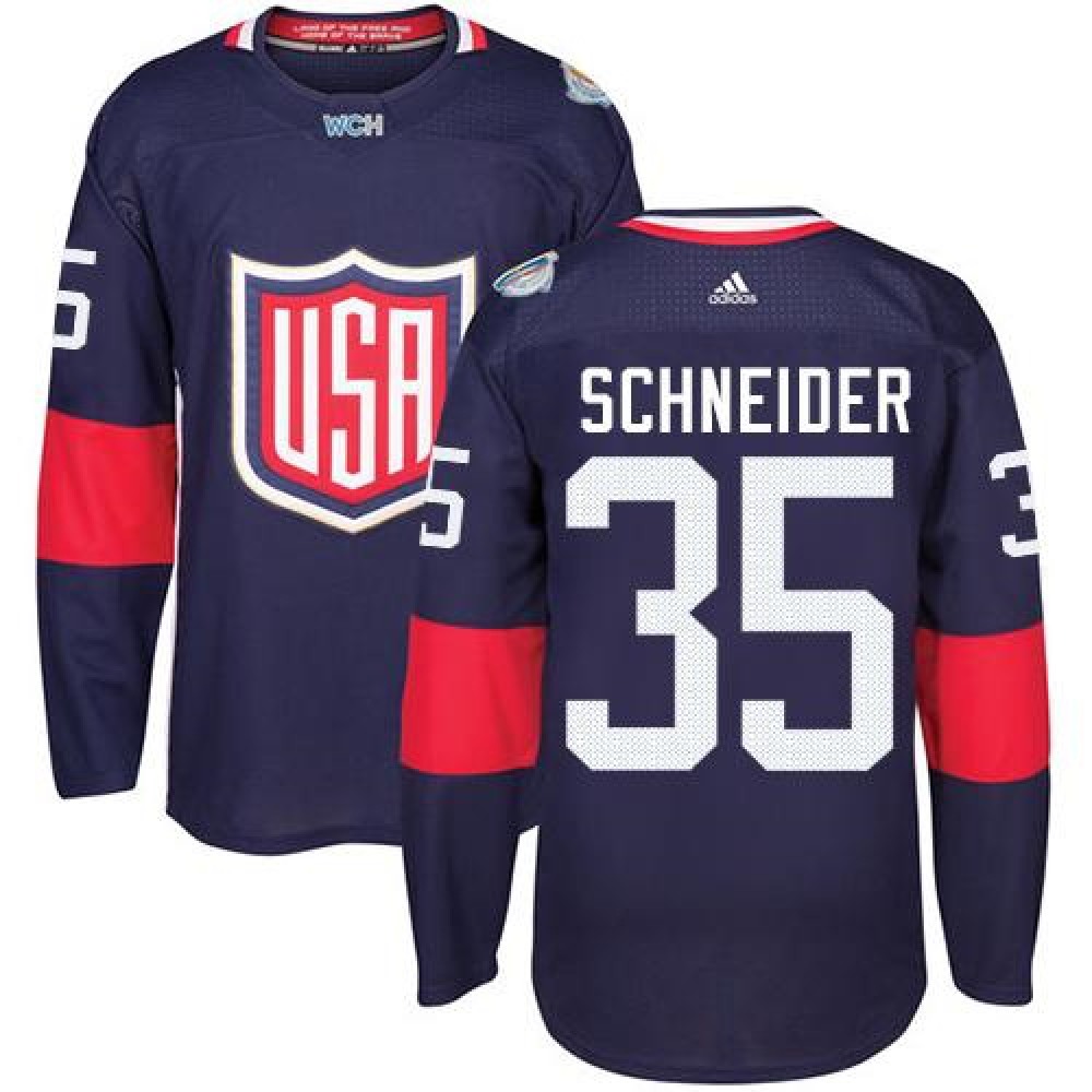 Team USA #35 Cory Schneider Navy Blue 2016 World Cup Stitched NHL Jersey 1