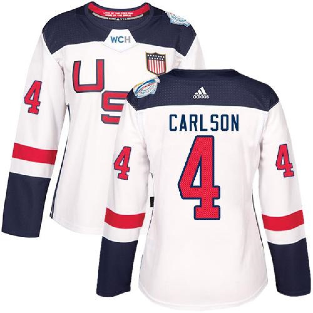 Team USA #4 John Carlson White 2016 World Cup Women's Stitched NHL Jersey 1