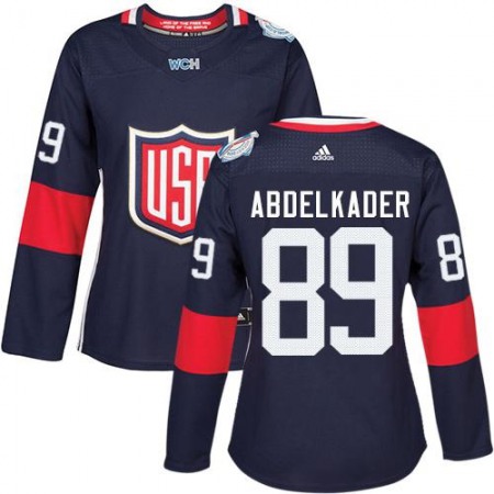 Team USA #89 Justin Abdelkader Navy Blue 2016 World Cup Women's Stitched NHL Jersey 1