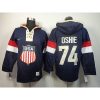 Team USA Olympics #74 T. J. Oshie Navy Blue Sawyer Hooded Sweatshirt Stitched NHL Jersey