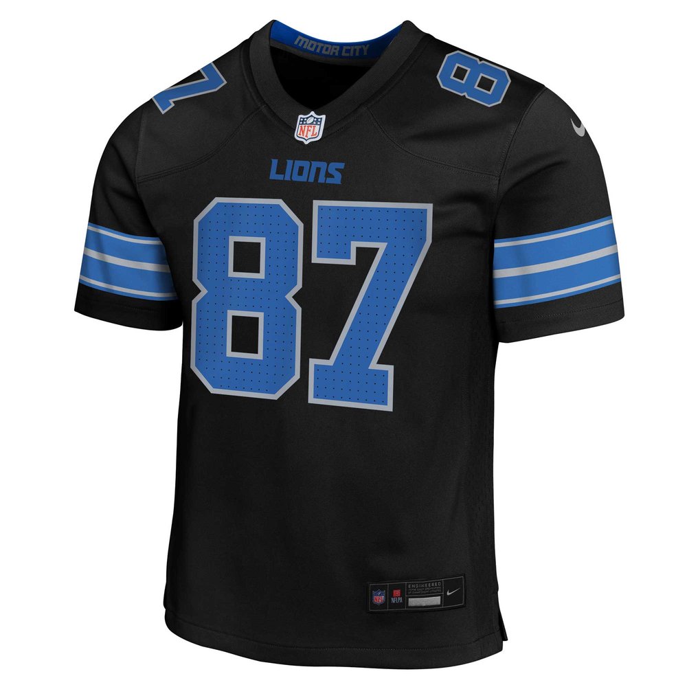 Youth Detroit Lions #87 Sam LaPorta Black Alternate Player Game Jersey 2