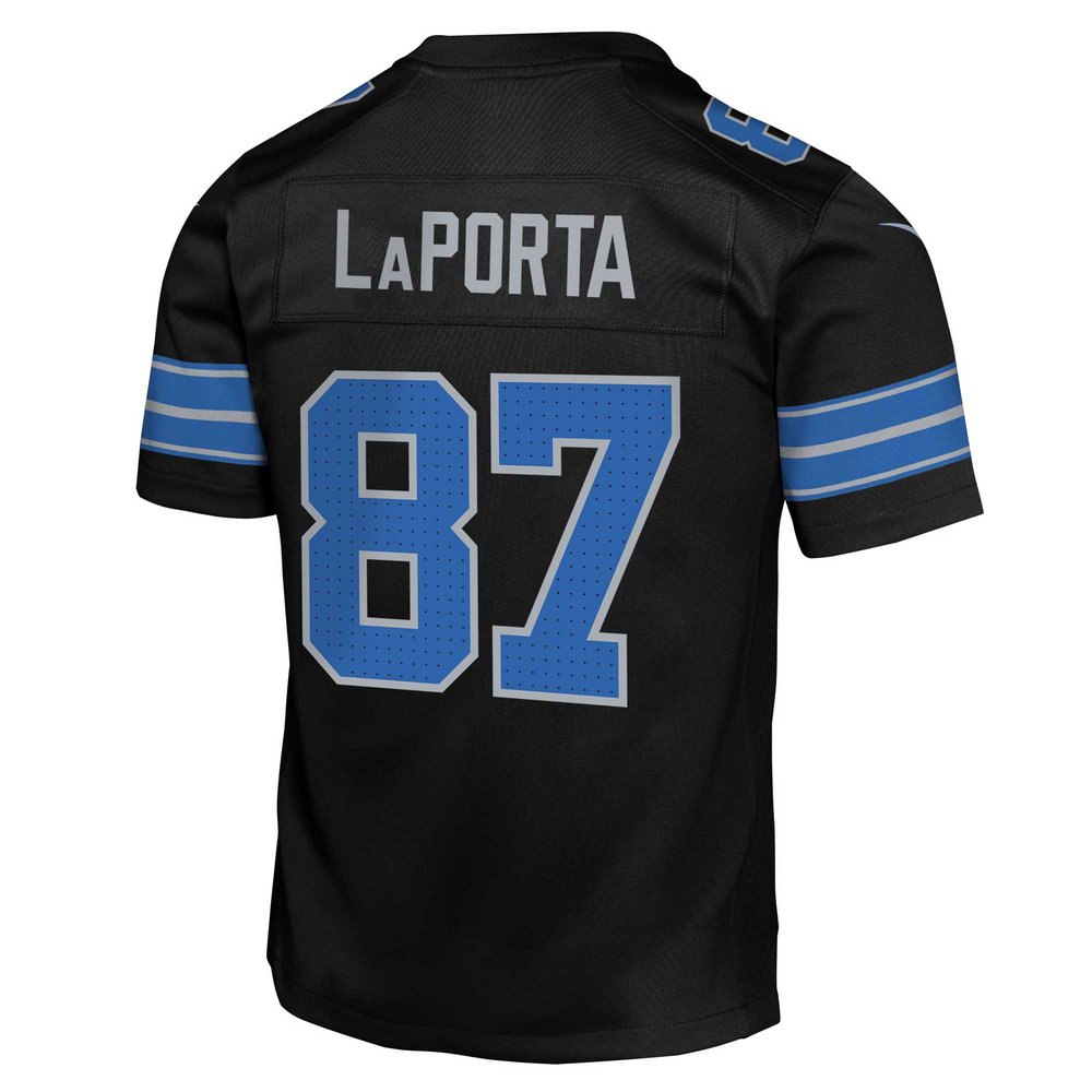 Youth Detroit Lions #87 Sam LaPorta Black Alternate Player Game Jersey 3