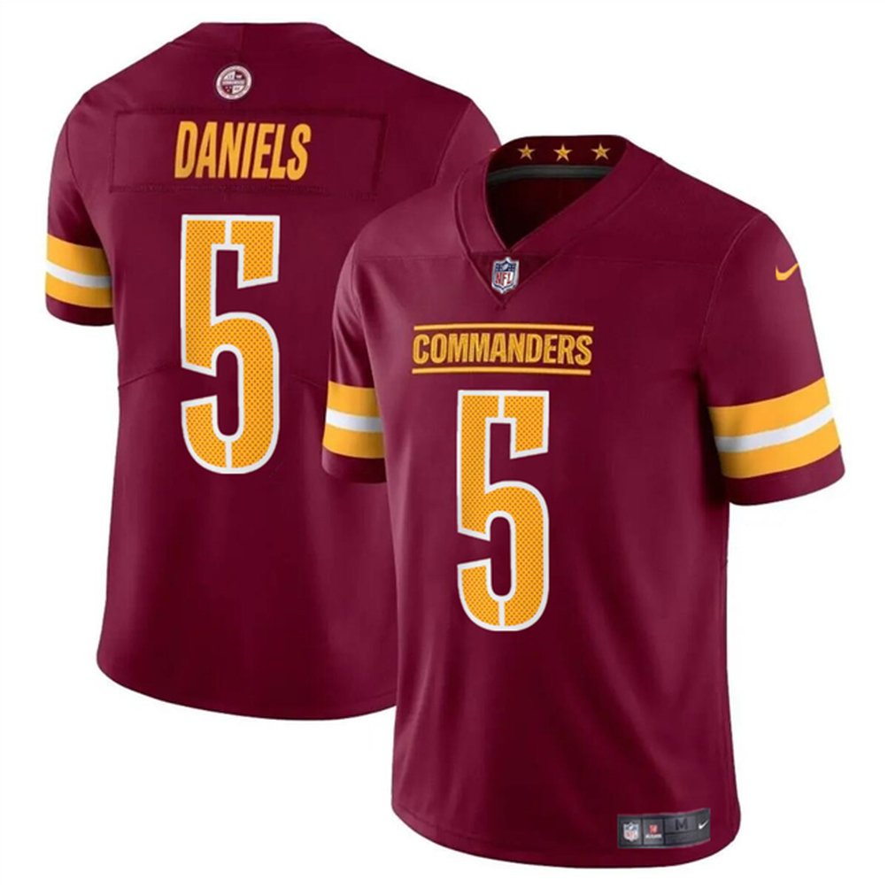 Youth Washington Commanders #5 Jayden Daniels Burgundy 2024 Draft Vapor Limited Stitched Football Jersey 1