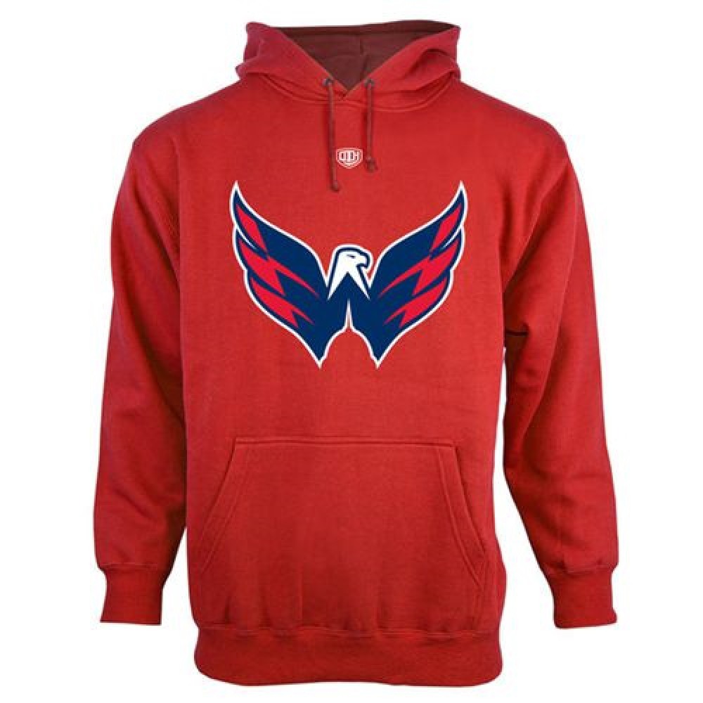 Washington Capitals Old Time Hockey Big Logo with Crest Pullover Hoodie Red 1