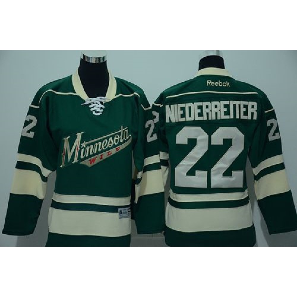 Wild #22 Nino Niederreiter Green Stitched Youth NHL Jersey 1