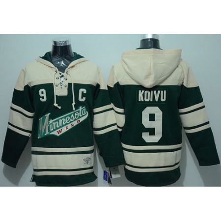Wild #9 Mikko Koivu Green Sawyer Hooded Sweatshirt Stitched NHL Jersey 1