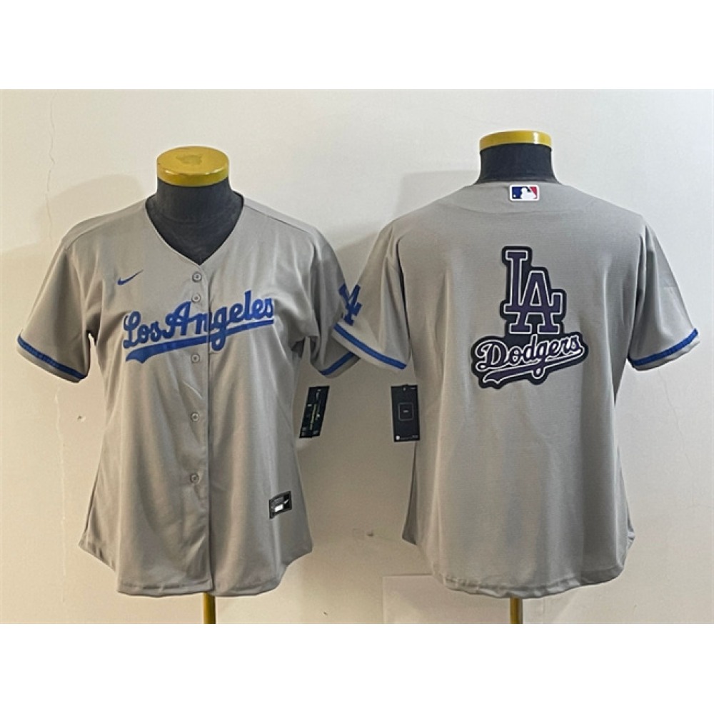 Women's Los Angeles Dodgers Grey Team Big Logo Stitched Jersey(Run Small) 1