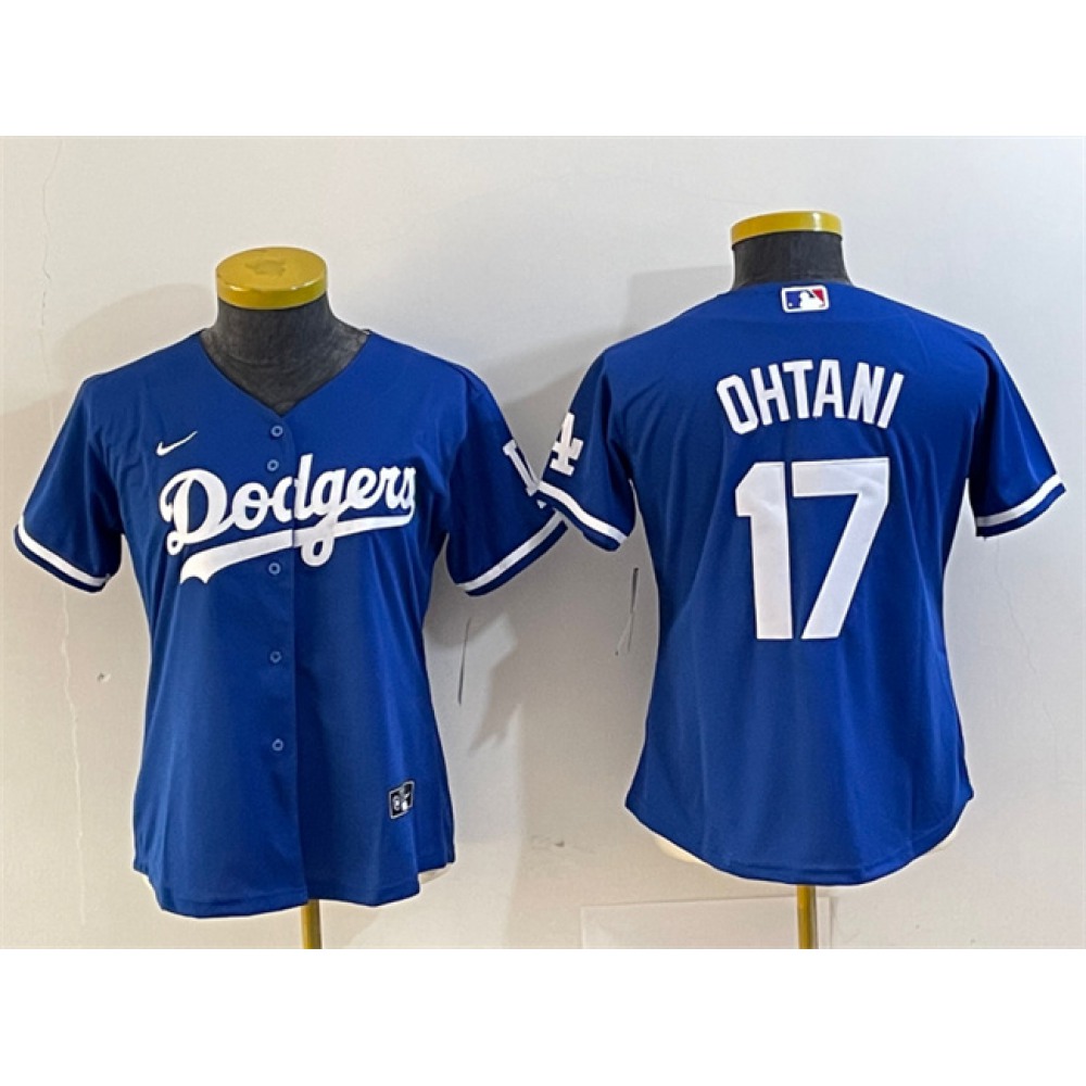 Women's Los Angeles Dodgers #17 Shohei Ohtani Blue Stitched Jersey(Run Small) 1
