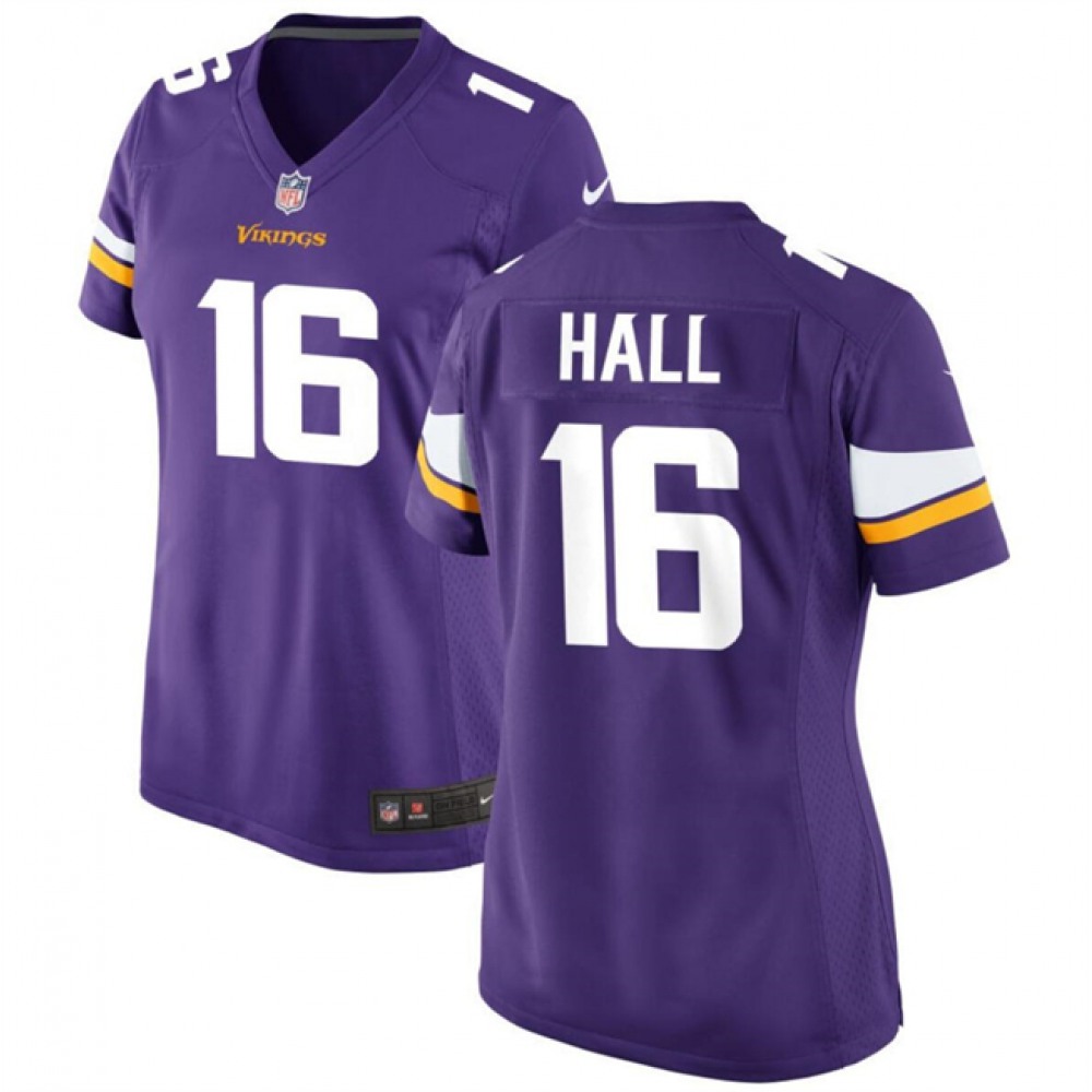 Women's Minnesota Vikings #16 Jaren Hall Purple Stitched Jersey(Run Small) 1