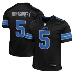 Youth Detroit Lions #5 David Montgomery Black Alternate Player Game Jersey