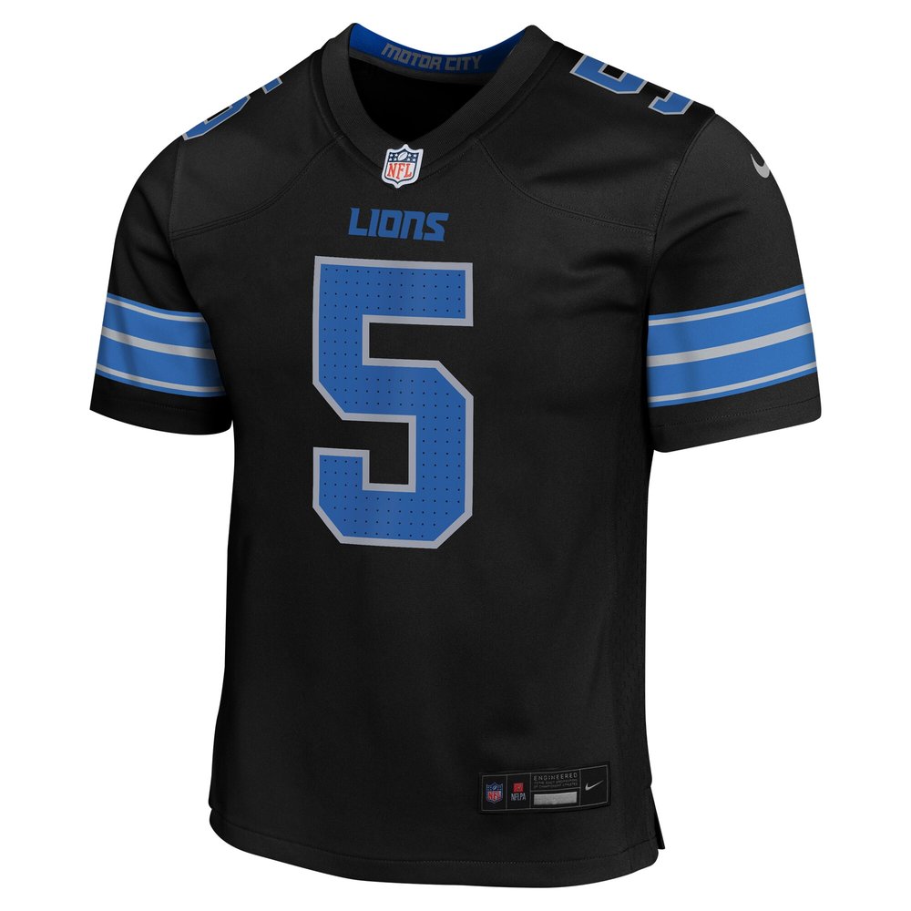 Youth Detroit Lions #5 David Montgomery Black Alternate Player Game Jersey 2