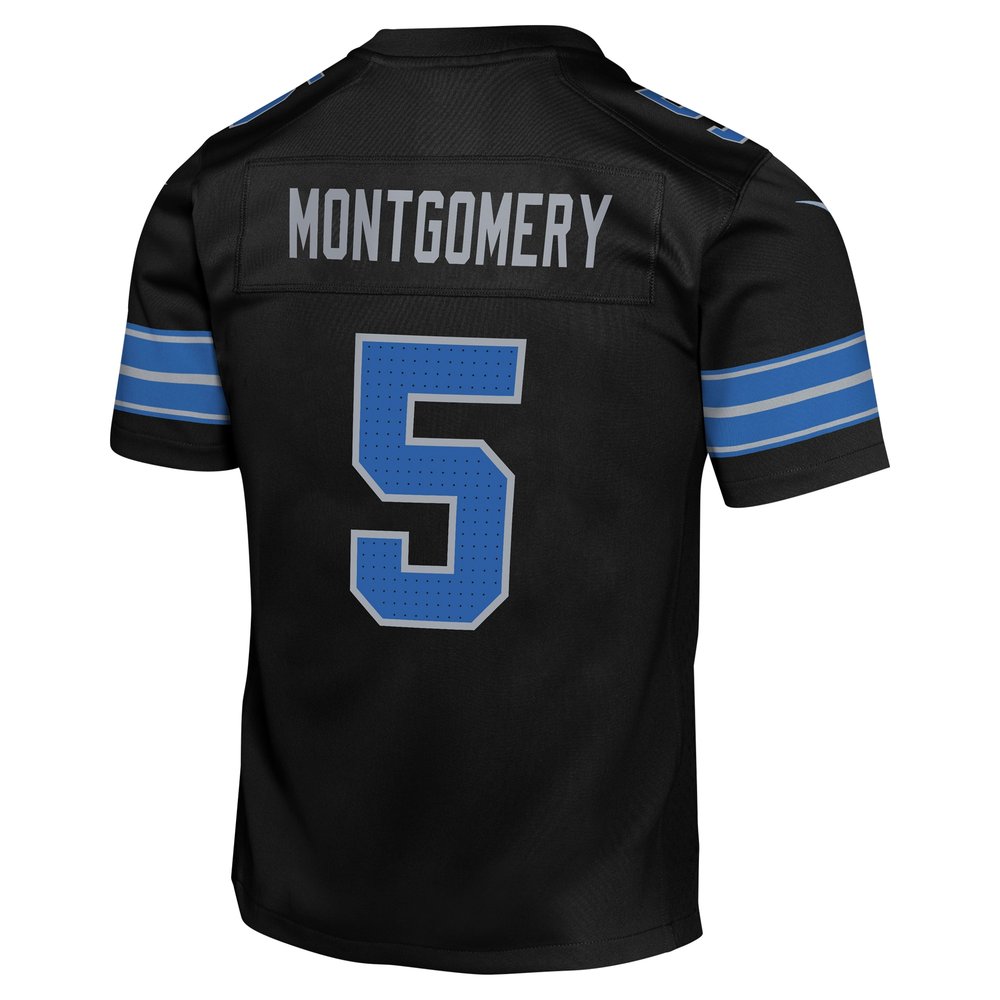 Youth Detroit Lions #5 David Montgomery Black Alternate Player Game Jersey 3