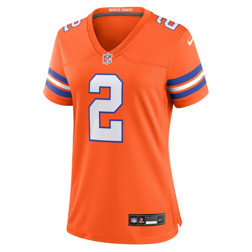 Women's Denver Broncos Patrick Surtain II Orange Mile High Collection 1977 Throwback Player Game Jersey 2