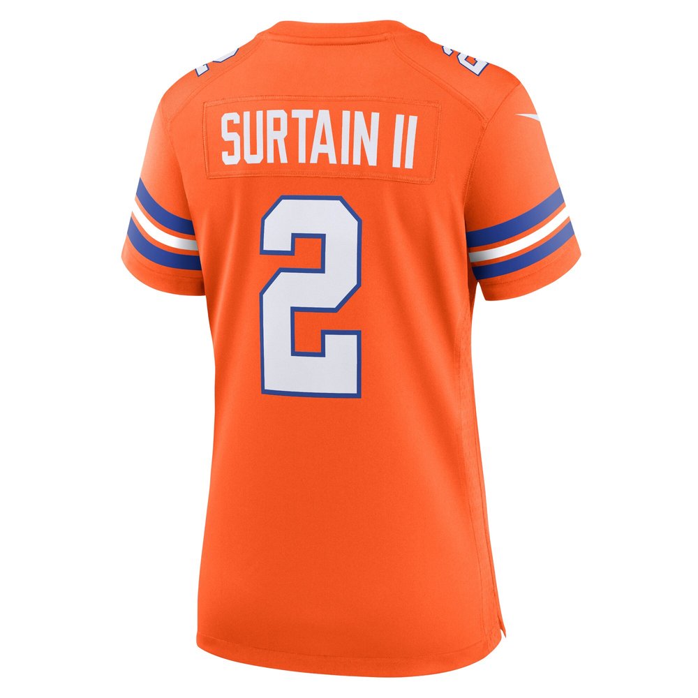 Women's Denver Broncos Patrick Surtain II Orange Mile High Collection 1977 Throwback Player Game Jersey 3
