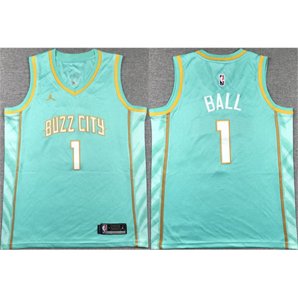 Youth Charlotte Hornets #1 LaMelo Ball Teal 2023-24 City Edition Stitched Basketball Jersey 1