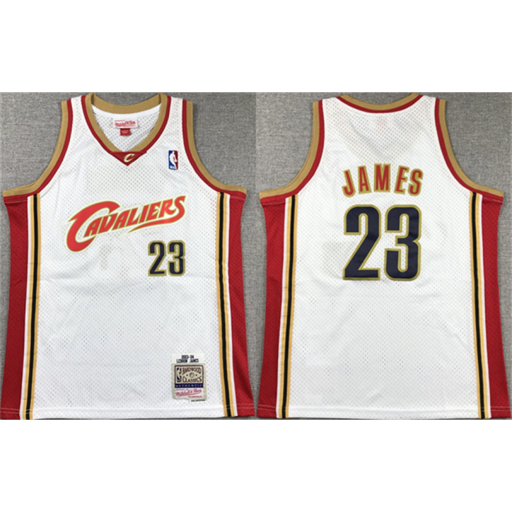 Youth Cleveland Cavaliers #23 LeBron James White Stitched Jersey 1