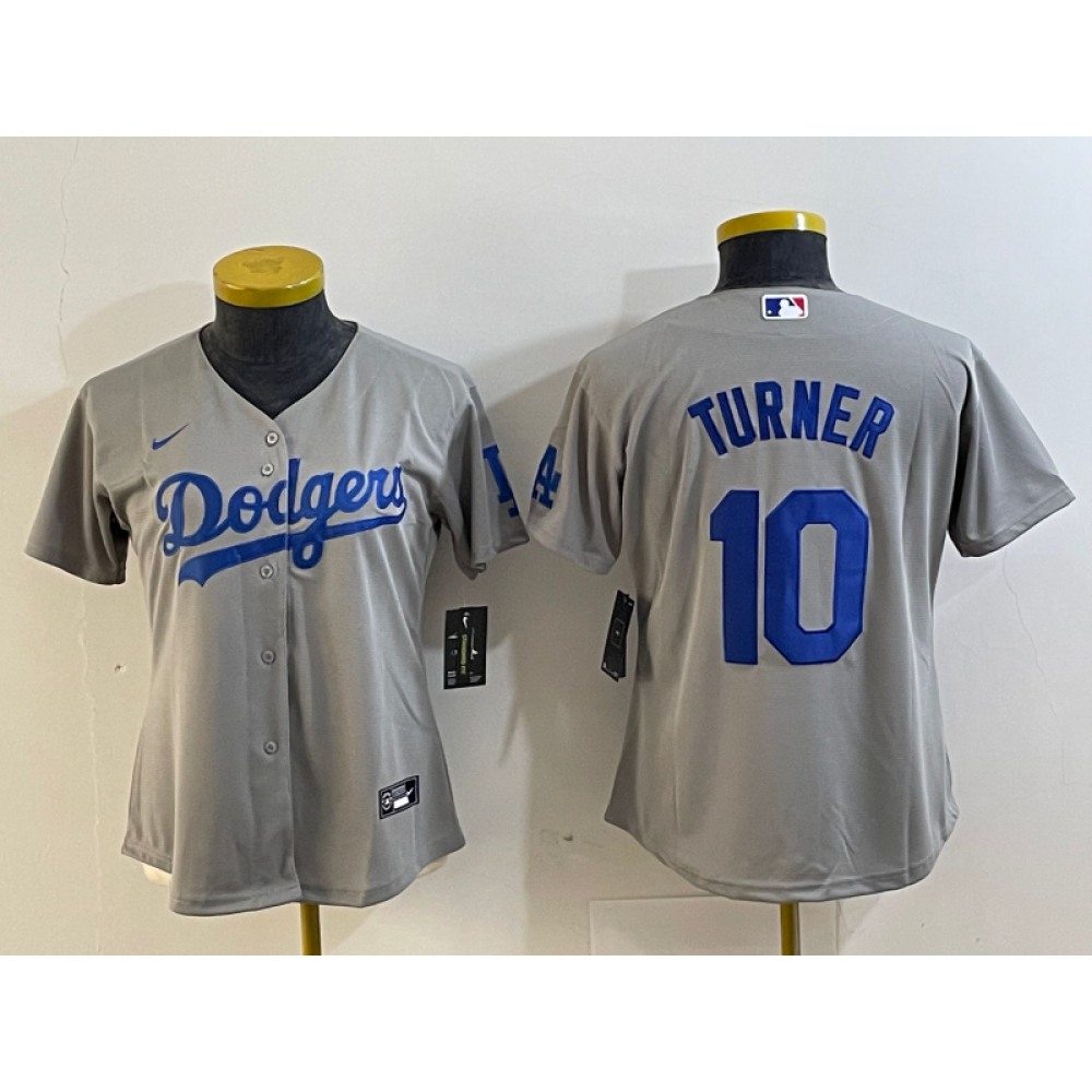 Youth Los Angeles Dodgers #10 Justin Turner Grey Stitched Baseball Jersey 1