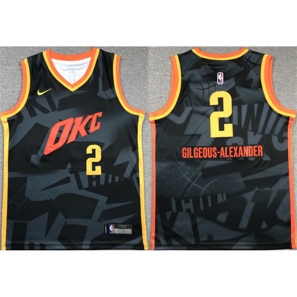Youth Oklahoma City Thunder #2 Shai Gilgeous-Alexander Black 2023/24 City Edition Stitched Basketball Jersey 1