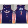 Youth Phoenix Suns #1 Devin Booker Purple City Edition Stitched Basketball Jersey