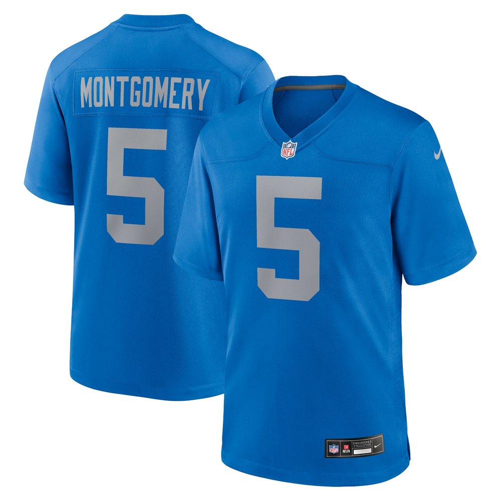 Men's Detroit Lions #5 David Montgomery Blue Alternate Game Jersey 1
