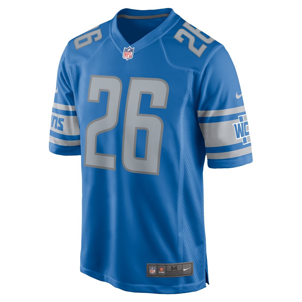Men's Detroit Lions #26 Jahmyr Gibbs Blue 2023 NFL Draft First Round Pick Game Jersey 2