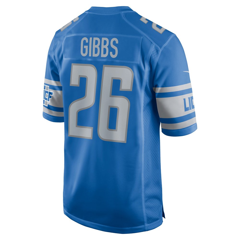 Men's Detroit Lions #26 Jahmyr Gibbs Blue 2023 NFL Draft First Round Pick Game Jersey 3